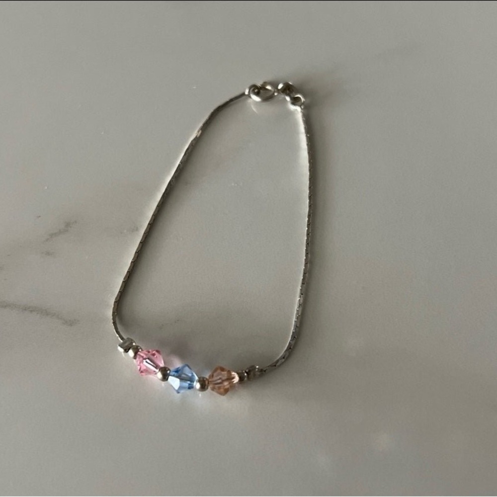 Sterling Silver marked 925 Italy Beaded Bracelet